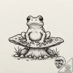 Tattoo design, a sad little frog sitting on a… – tattoo sketch (№1751542110_0, 03.07.2025 11:28) — tattoovalue.net