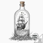Tattoo design, a viking longship in a bottle,… – tattoo sketch (№1751542778_0, 03.07.2025 11:39) — tattoovalue.net