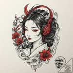 Tattoo design, handpoke style, a ghost wearin… – tattoo sketch (№1751543115_0, 03.07.2025 11:45) — tattoovalue.net