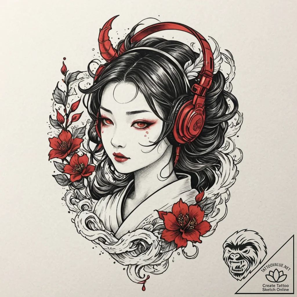 Tattoo design, handpoke style, a ghost wearin... - tattoo sketch (№1751543115_0, 03.07.2025 11:45) — tattoovalue.net