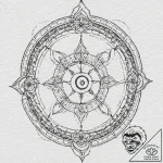 Tattoo design, meditating odin, runes flying… – tattoo sketch (№1751543197_0, 03.07.2025 11:46) — tattoovalue.net