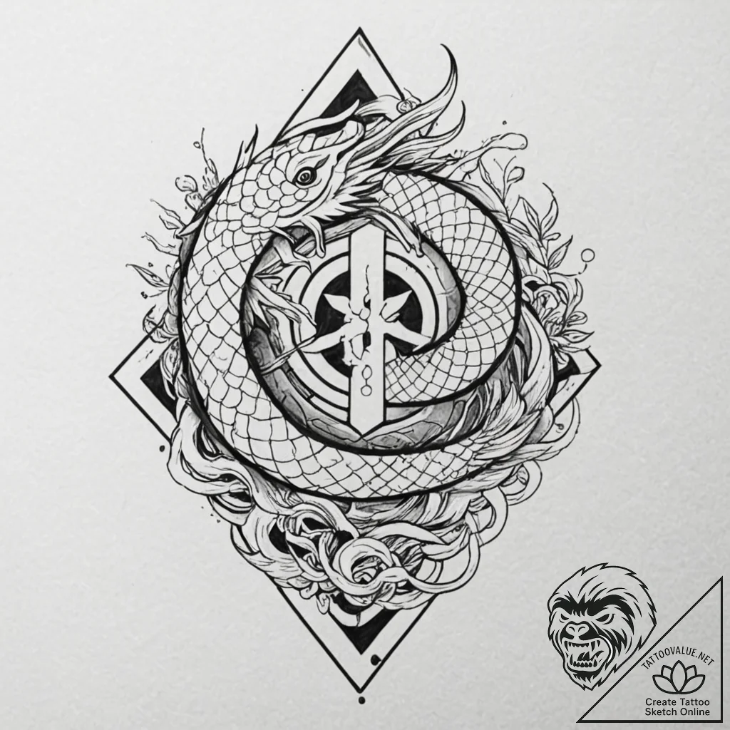 Tattoo design, runes deconstructed and reasse... - tattoo sketch (№1751543614_0, 03.07.2025 11:53) — tattoovalue.net