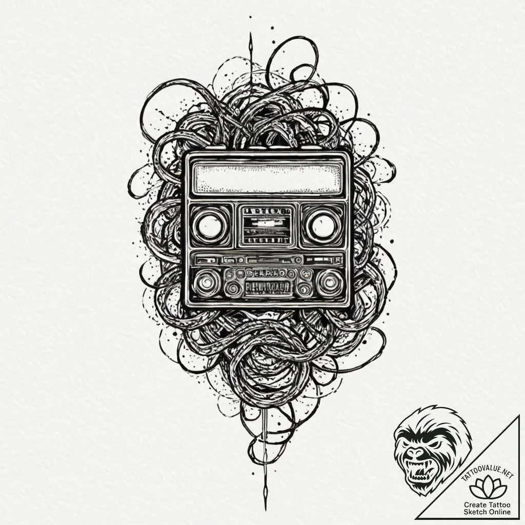 Tattoo design, abstract electronic warfare, a... - tattoo sketch (№1751543787_0, 03.07.2025 11:56) — tattoovalue.net