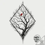 Tattoo design, handpoke style, a kite tangled… – tattoo sketch (№1751543869_0, 03.07.2025 11:57) — tattoovalue.net
