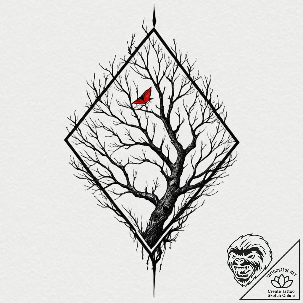 Tattoo design, handpoke style, a kite tangled... - tattoo sketch (№1751543869_0, 03.07.2025 11:57) — tattoovalue.net