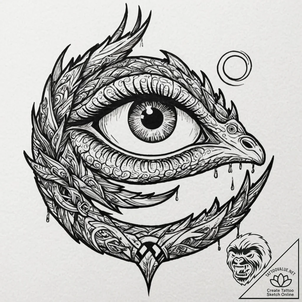 Tattoo design, jormungandr's eye, with a viki... - tattoo sketch (№1751544032_0, 03.07.2025 12:00) — tattoovalue.net
