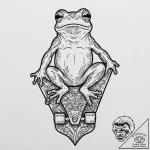 Tattoo design, handpoke style, a cartoon frog… – tattoo sketch (№1751545782_0, 03.07.2025 12:29) — tattoovalue.net
