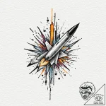 Tattoo design, the trajectory of a missile dr… – tattoo sketch (№1751546450_0, 03.07.2025 12:40) — tattoovalue.net