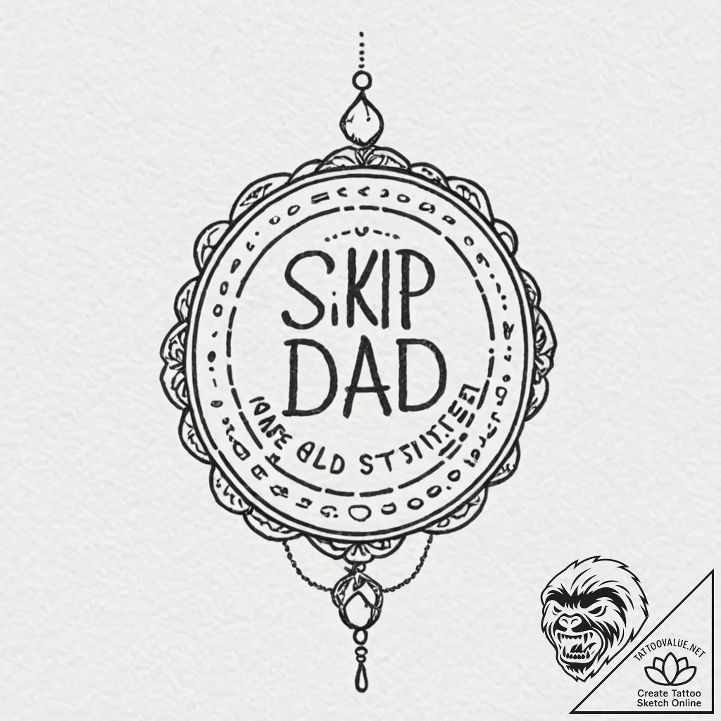 Tattoo design, handpoke style, a "skip ad" bu... - tattoo sketch (№1751546613_0, 03.07.2025 12:43) — tattoovalue.net