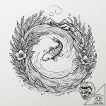 Tattoo design, a koi fish swimming upstream,… – tattoo sketch (№1751546704_0, 03.07.2025 12:45) — tattoovalue.net