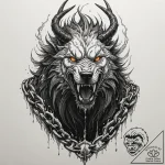 Tattoo design, garmr, the hound of hel, with… – tattoo sketch (№1751546954_0, 03.07.2025 12:49) — tattoovalue.net