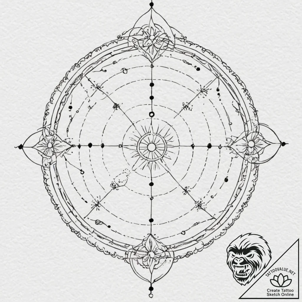 Tattoo design, runes appearing as constellati... - tattoo sketch (№1751547370_0, 03.07.2025 12:56) — tattoovalue.net