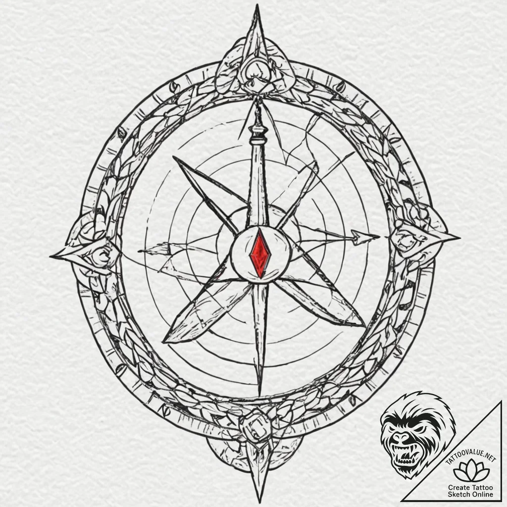 Tattoo design, gungnir spear as the gnomon of... - tattoo sketch (№1751547452_0, 03.07.2025 12:57) — tattoovalue.net