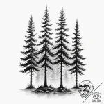 Tattoo design, three tall pine trees, standin… – tattoo sketch (№1751547624_0, 03.07.2025 13:00) — tattoovalue.net