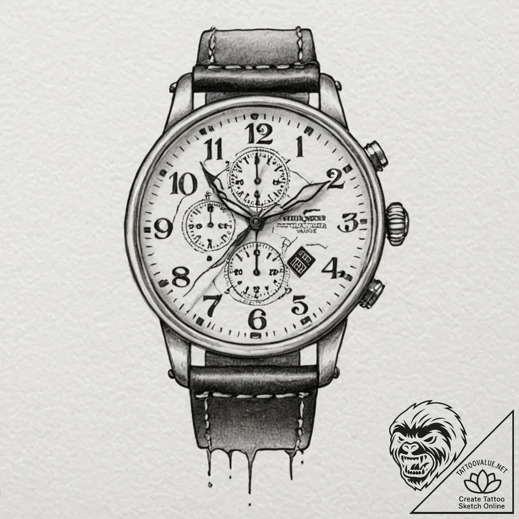 Tattoo design, a soldier's watch, the glass i... - tattoo sketch (№1751547786_0, 03.07.2025 13:03) — tattoovalue.net
