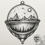 Tattoo design, a crystal ball, showing a “404… – tattoo sketch (№1751548283_0, 03.07.2025 13:11) — tattoovalue.net