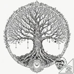 Tattoo design, odin hanging from yggdrasil, v… – tattoo sketch (№1751548693_0, 03.07.2025 13:18) — tattoovalue.net