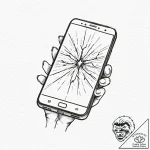 Tattoo design, handpoke style, a phone with a… – tattoo sketch (№1751549629_0, 03.07.2025 13:33) — tattoovalue.net