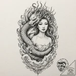 Tattoo design, goddess hel, her body splittin… – tattoo sketch (№1751549705_0, 03.07.2025 13:35) — tattoovalue.net