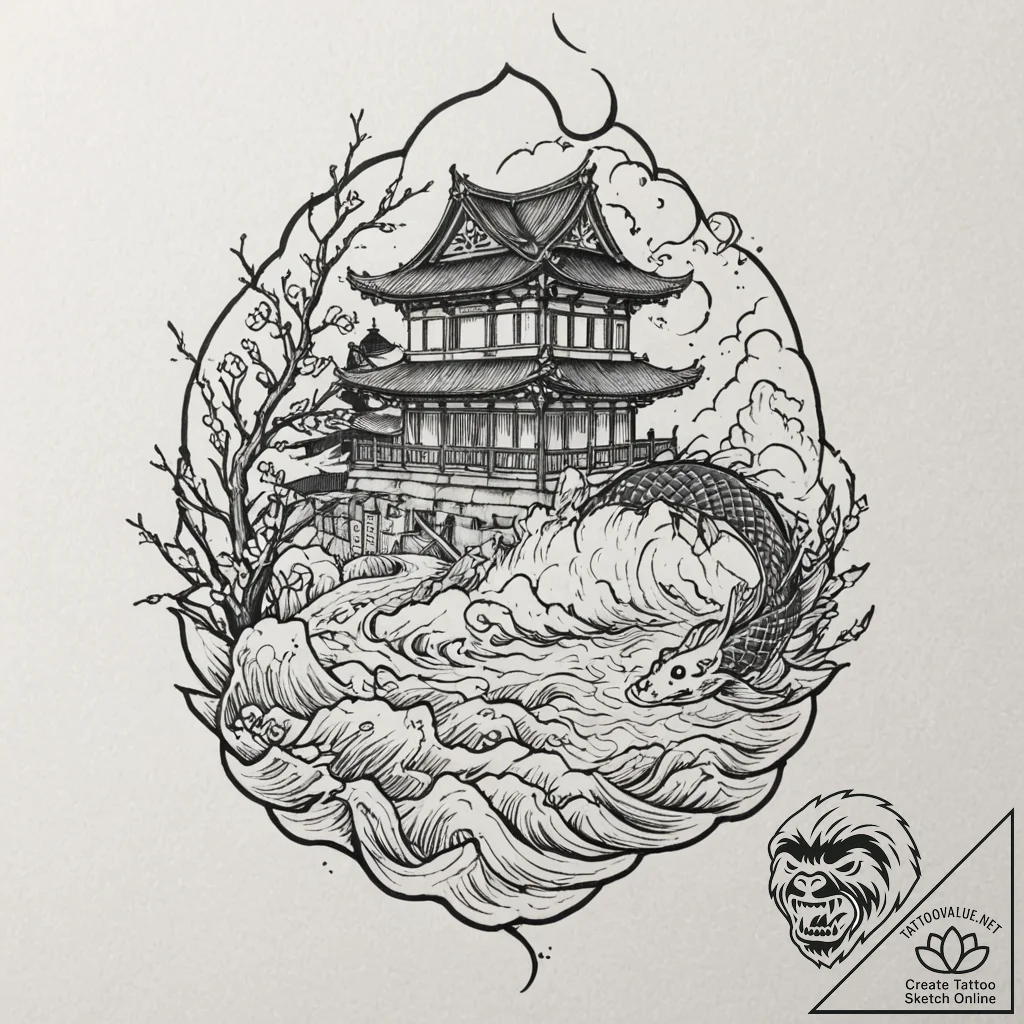 Tattoo design, handpoke style, a simple outli... - tattoo sketch (№1751550094_0, 03.07.2025 13:41) — tattoovalue.net