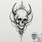 Tattoo design, a skull with an ew antenna gro… – tattoo sketch (№1751550328_0, 03.07.2025 13:45) — tattoovalue.net