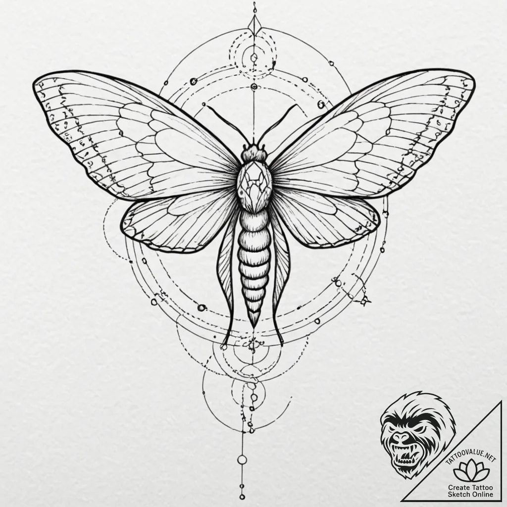 Tattoo design, a giant moth, its wing pattern... - tattoo sketch (№1751550483_0, 03.07.2025 13:48) — tattoovalue.net