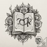 Tattoo sketch of runes flowing from open book… – tattoo sketch (№1751550639_0, 03.07.2025 13:50) — tattoovalue.net