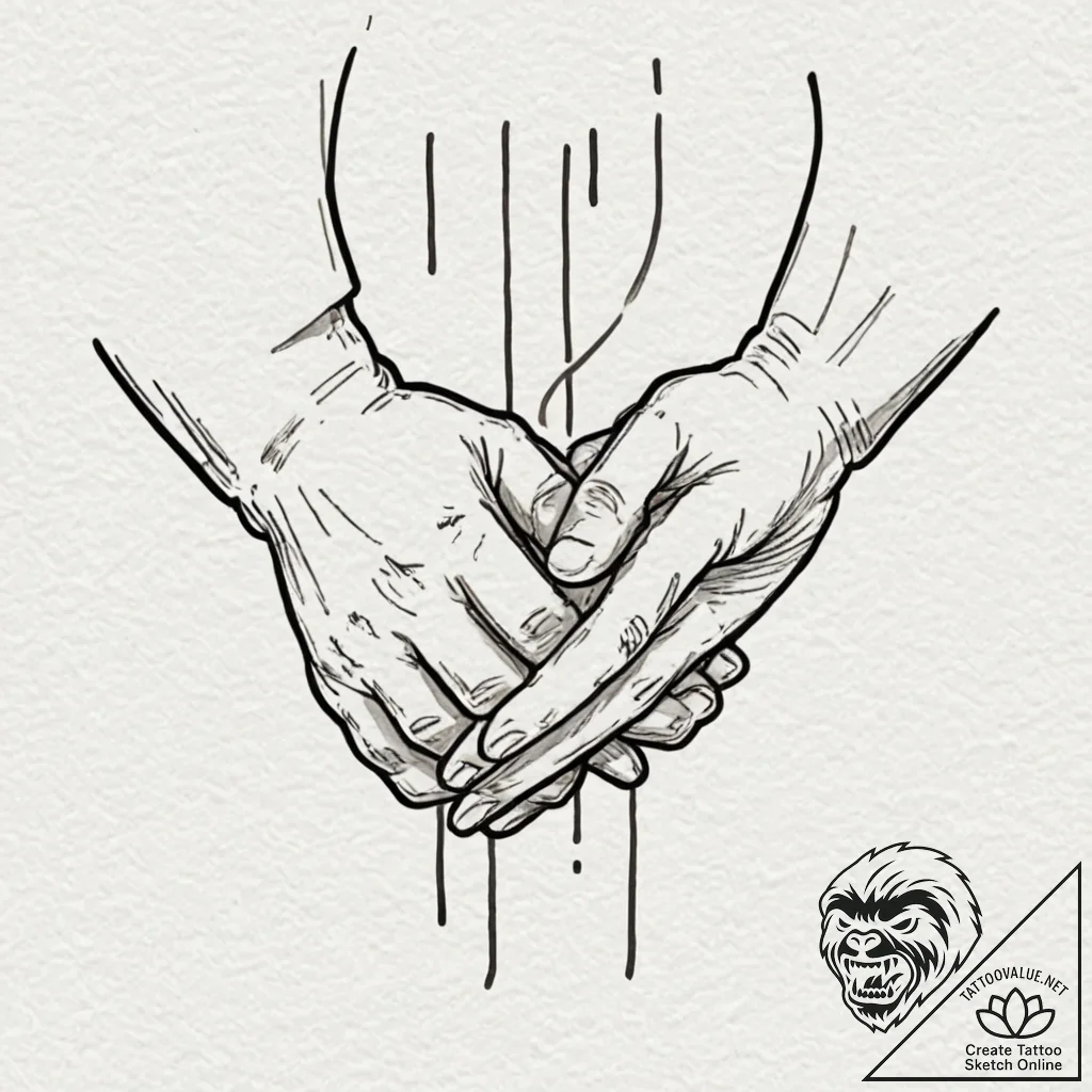 Tattoo design, handpoke style, two stick-figu... - tattoo sketch (№1751550954_0, 03.07.2025 13:55) — tattoovalue.net