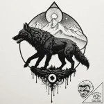 Tattoo design, silhouette of fenrir, filled w… – tattoo sketch (№1751551133_0, 03.07.2025 13:58) — tattoovalue.net