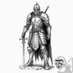 Tattoo design, a knight in full armor, but th… – tattoo sketch (№1751551286_0, 03.07.2025 14:01) — tattoovalue.net