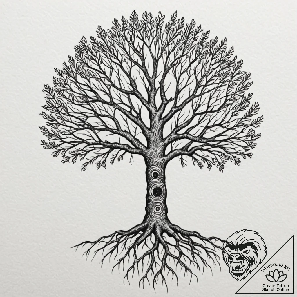 Tattoo design, roots of a tree morphing into... - tattoo sketch (№1751551362_0, 03.07.2025 14:02) — tattoovalue.net