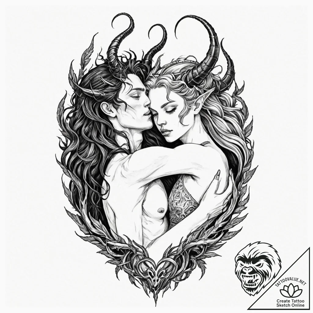 Tattoo sleeve design, succubus dream invasion... - tattoo sketch (№1751551438_0, 03.07.2025 14:03) — tattoovalue.net