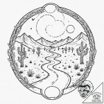 Tattoo design, a road winding through a deser… – tattoo sketch (№1751551514_0, 03.07.2025 14:05) — tattoovalue.net