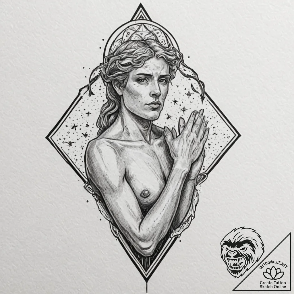 Tattoo design, tyr's face, stoic and calm, wi... - tattoo sketch (№1751551833_0, 03.07.2025 14:10) — tattoovalue.net