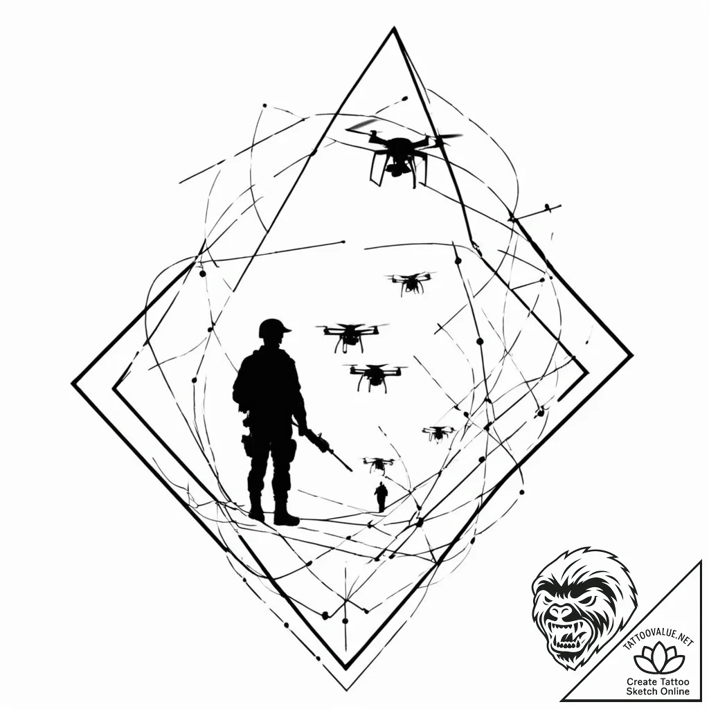 Tattoo design, soldier's silhouette looking u... - tattoo sketch (№1751552085_0, 03.07.2025 14:14) — tattoovalue.net