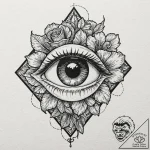 Tattoo design, a human eye, the iris is a cam… – tattoo sketch (№1751552424_0, 03.07.2025 14:20) — tattoovalue.net