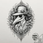 Tattoo design, a beautiful plague doctor, the… – tattoo sketch (№1751552763_0, 03.07.2025 14:26) — tattoovalue.net