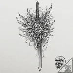 Tattoo sketch of sword melting into ink with… – tattoo sketch (№1751552847_0, 03.07.2025 14:27) — tattoovalue.net