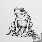Tattoo design, a sad little frog sitting on a… – tattoo sketch (№1751553352_0, 03.07.2025 14:35) — tattoovalue.net