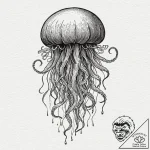 Tattoo design, a jellyfish, its bell is a hum… – tattoo sketch (№1751553941_0, 03.07.2025 14:45) — tattoovalue.net