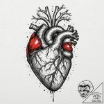 Tattoo design, a realistic anatomical heart,… – tattoo sketch (№1751554195_0, 03.07.2025 14:49) — tattoovalue.net