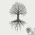 Tattoo design, a tree, its roots are cables,… – tattoo sketch (№1751554616_0, 03.07.2025 14:56) — tattoovalue.net