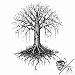 Tattoo design, a tree, its roots are cables,… – tattoo sketch (№1751555468_0, 03.07.2025 15:11) — tattoovalue.net