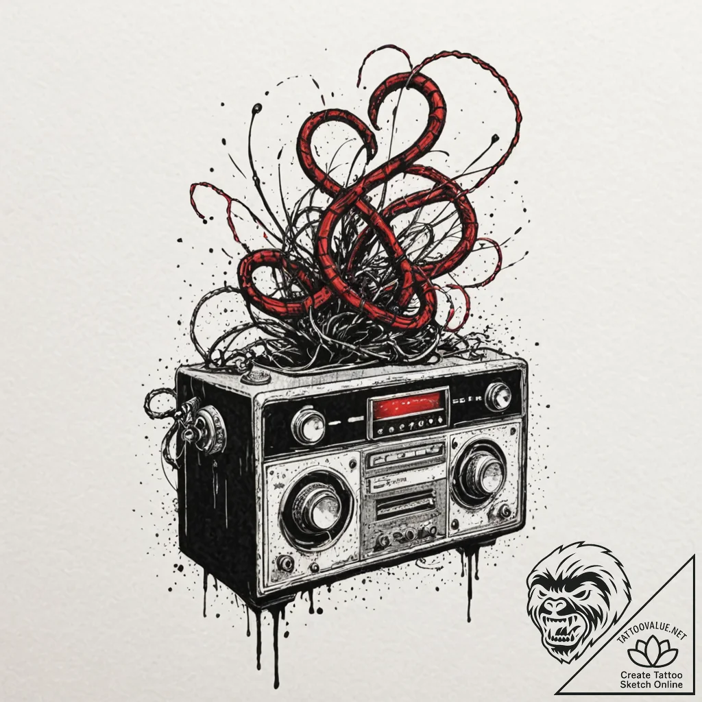 Tattoo design, abstract electronic warfare, a... - tattoo sketch (№1751555551_0, 03.07.2025 15:12) — tattoovalue.net