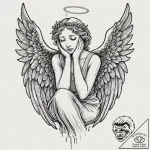Tattoo design, a weeping angel statue, but it… – tattoo sketch (№1751555970_0, 03.07.2025 15:19) — tattoovalue.net