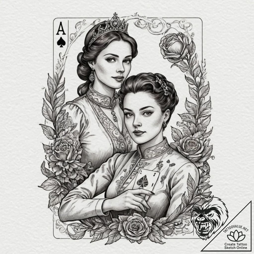 Tattoo design, a deck of cards, but the king,... - tattoo sketch (№1751556054_0, 03.07.2025 15:20) — tattoovalue.net