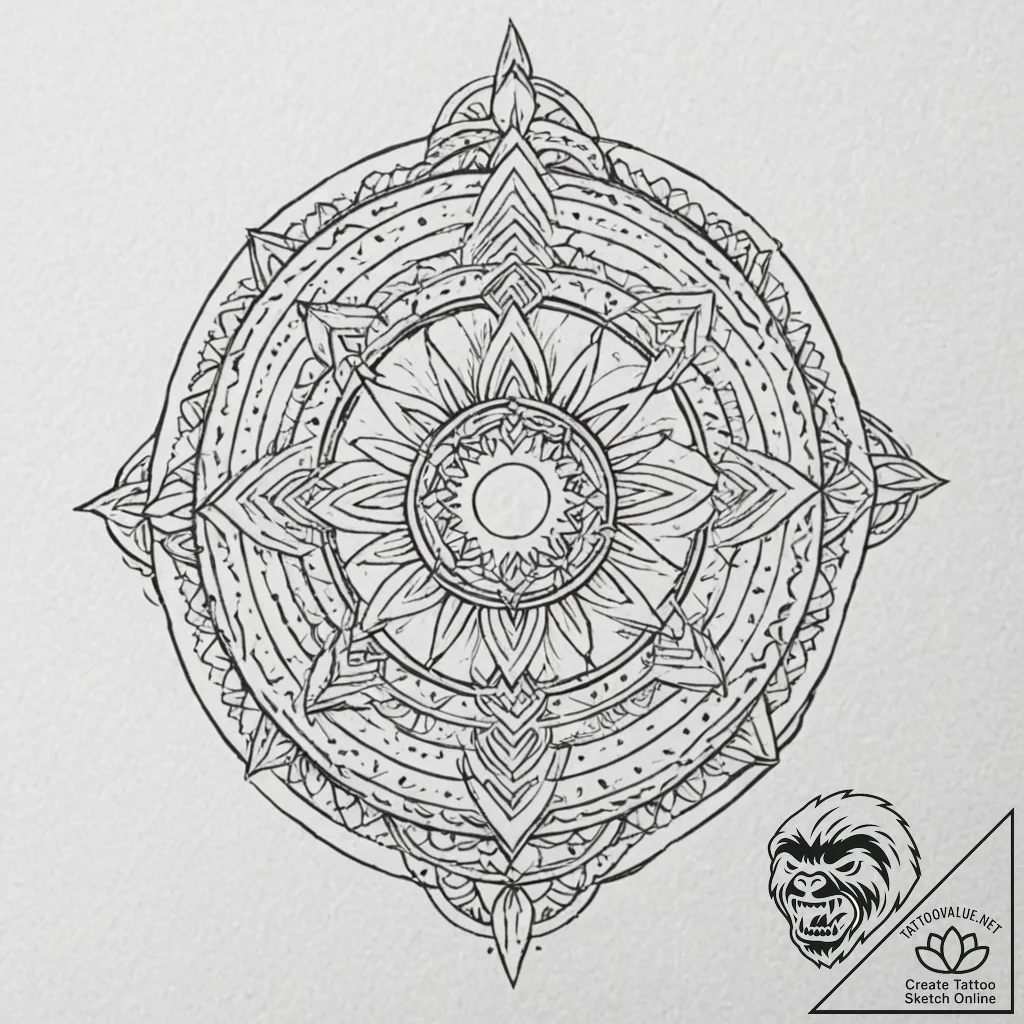 Tattoo design, a viking settlement viewed thr... - tattoo sketch (№1751556474_0, 03.07.2025 15:27) — tattoovalue.net