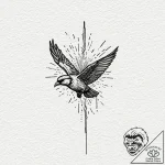 Tattoo design, a massive bomb falling, but a… – tattoo sketch (№1751556725_0, 03.07.2025 15:32) — tattoovalue.net