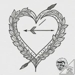 Tattoo design, handpoke style, a heart with a… – tattoo sketch (№1751557566_0, 03.07.2025 15:46) — tattoovalue.net