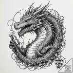 Tattoo design, nidhogg dragon chewing on a fi… – tattoo sketch (№1751557650_0, 03.07.2025 15:47) — tattoovalue.net